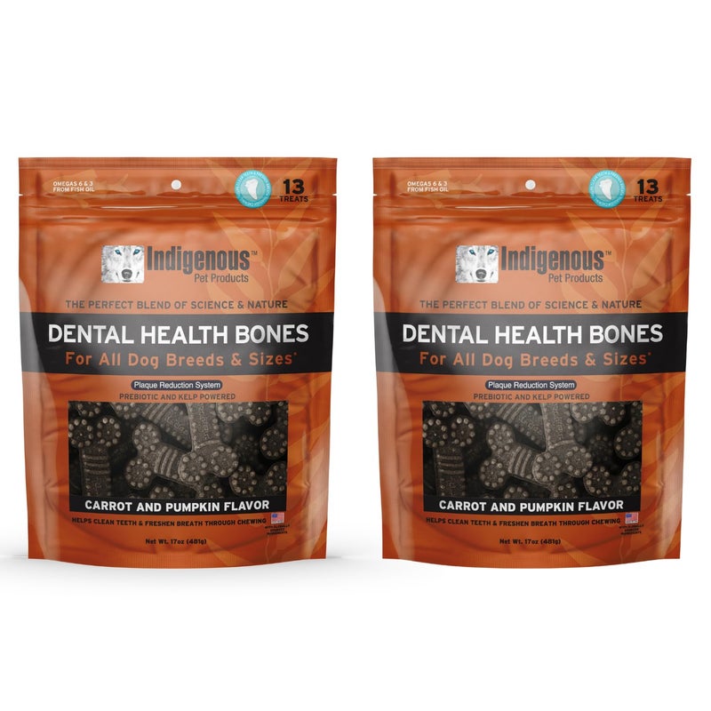 Indigenous (2 Pack) Indigenous Dental Health Bones Carrot and Pumpkin Flavor - 17 Ounces each - Image 1